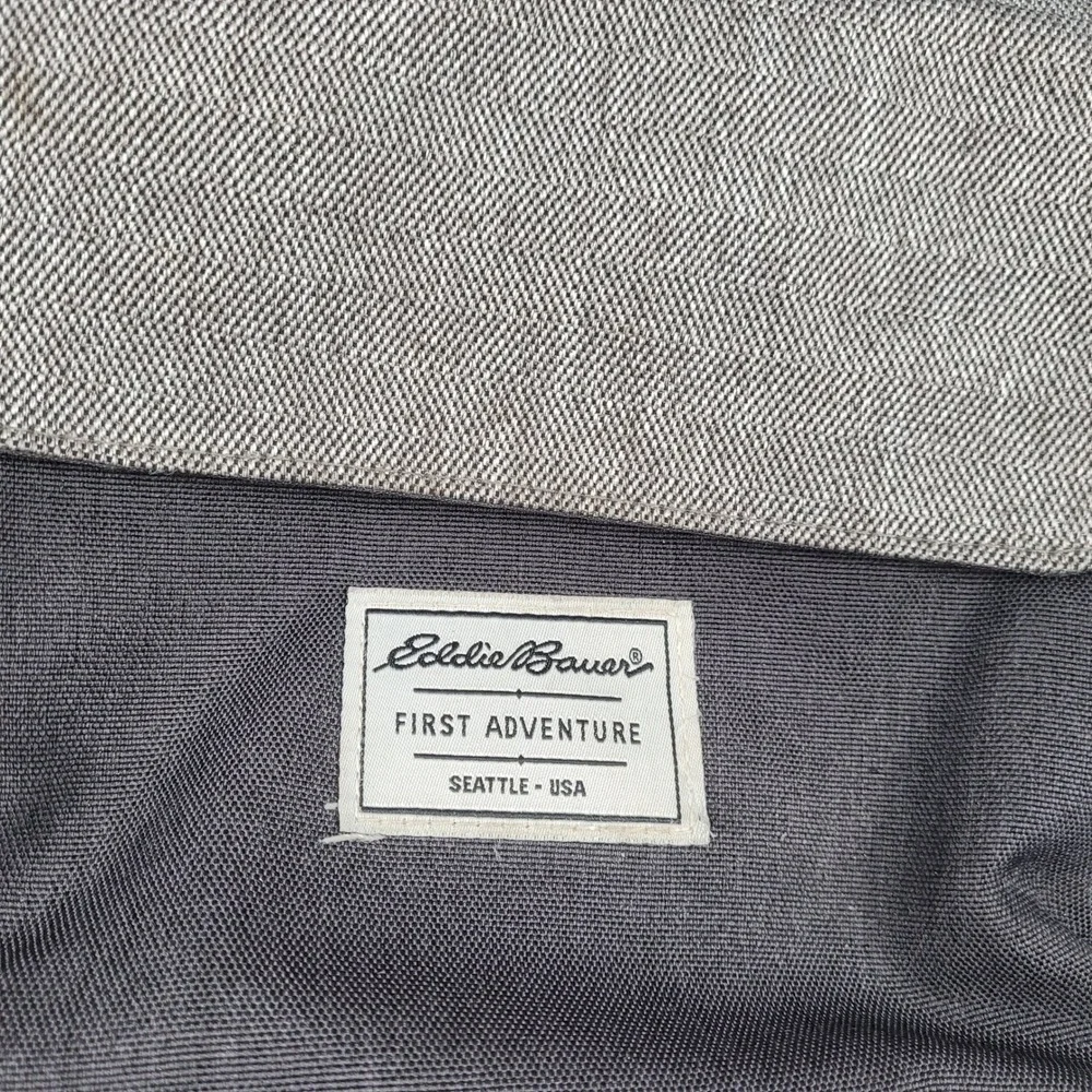 Eddie Bauer First Adventure Backpack Gray Black‎ Canvas Leather Accents Laptop